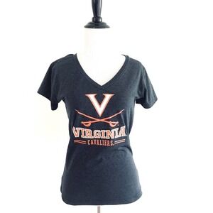 Virginia Cavaliers | Football Tee Branded Womens SM Gray V-Neck Sportswear Top